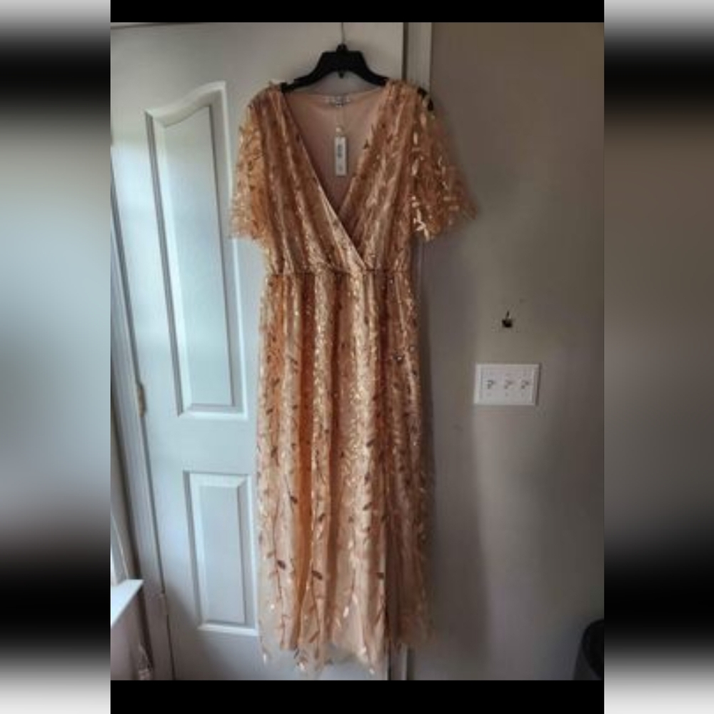 Sequin Rose Gold Maxi Dress